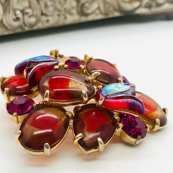 Rare Vintage Signed Schiaparelli Givre Glass Brooch - Picture 12 of 14